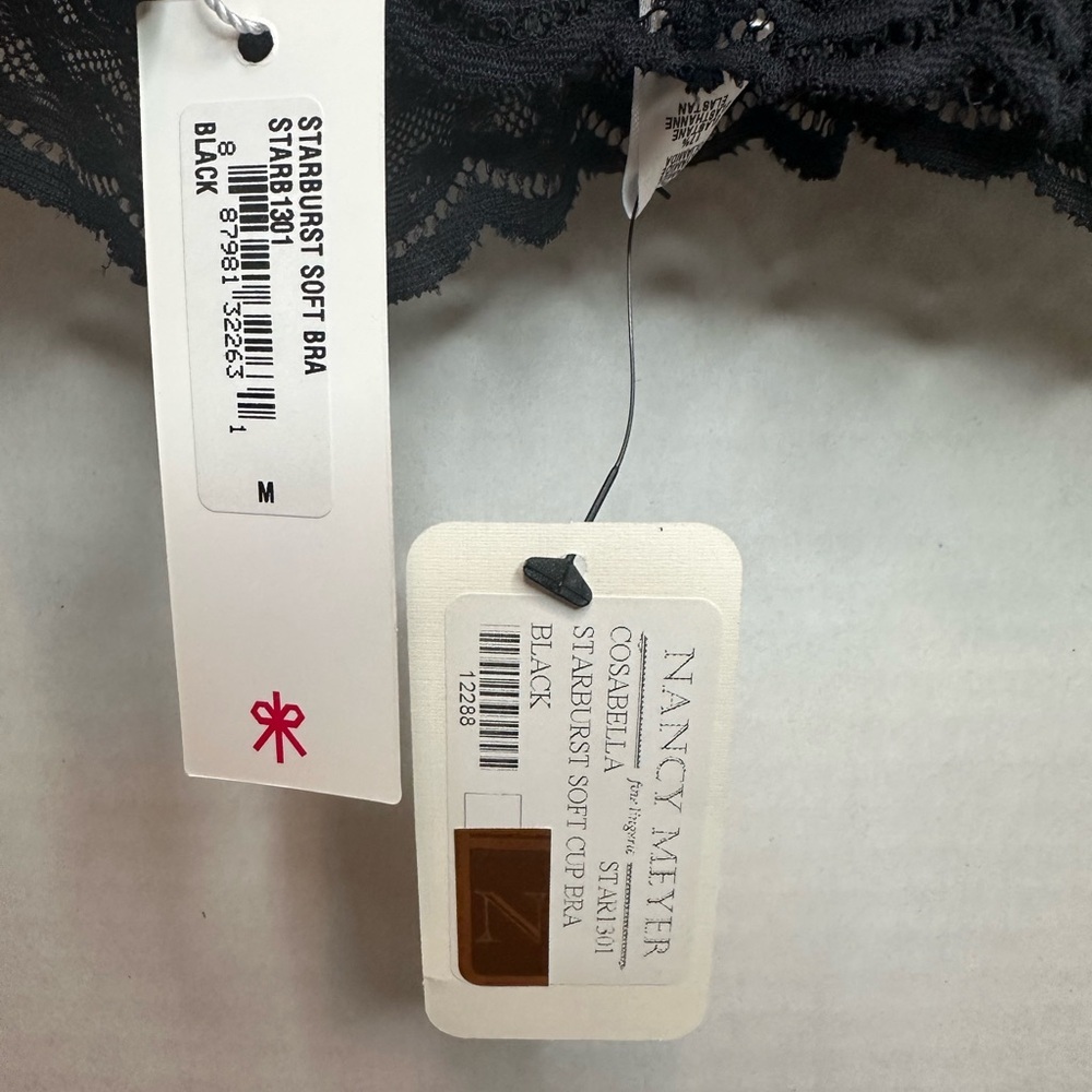 Nancy Meyer Black Lace Bralette with Sequin Detail, medium, NWT - Picture 6 of 7